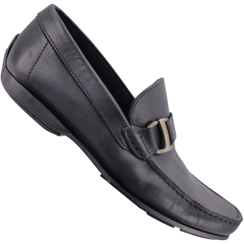 Salvatore Ferragamo Italy Mens 6.5EE Black Calf Dress Shoes Driving Bit Loafers